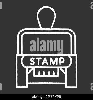 Stamp chalk white icon on black background. Apostille and legalization. Legal paper. Notarization. Authentification. Validation, confirmation. Notary Stock Vector