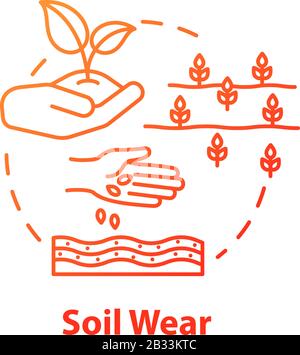 Soil wear concept icon. Industrial damage to nature. Agriculture and agronomy. Cultivation, seedling. Farming idea thin line illustration. Vector Stock Vector