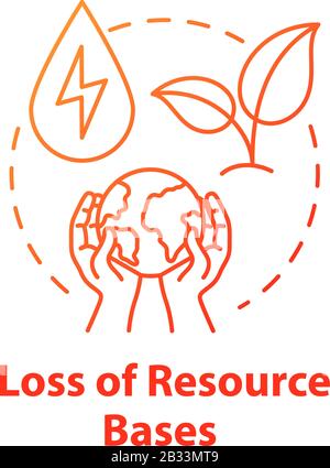 Loss of resource base concept icon. Nature damage of industrial production. Ecosystem and ecology. Overconsumption idea thin line illustration. Vector Stock Vector