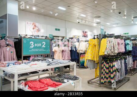 Childrens clothing on display and on sale in a Marks and Spencer Store in Truto in Cornwall. Stock Photo