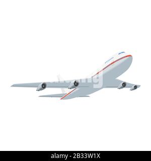 Take-off passenger plane, flying plane on a white background Stock Vector