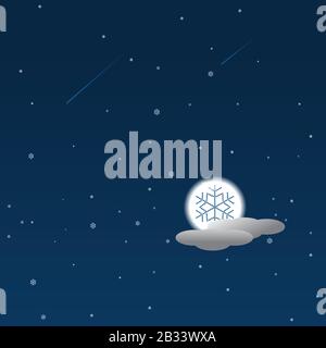 Abstract background snowflake icon on moonlight. Winter snowstorm illustration. beautiful abstract background with classic blue color Stock Vector