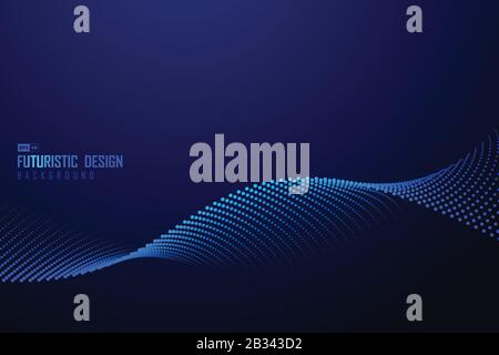 Abstract gradient blue wavy line of particle pattern artwork background. Use for ad, poster, artwork, template design. illustration vector eps10 Stock Vector