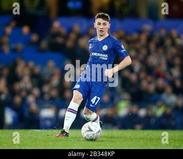 LONDON, UNITED KINGDOM. MARCH 03 Chelsea's Billy Gilmour  in action during The FA Cup Fifth Round between Chelsea and Liverpool at Stanford Bridge Sta Stock Photo