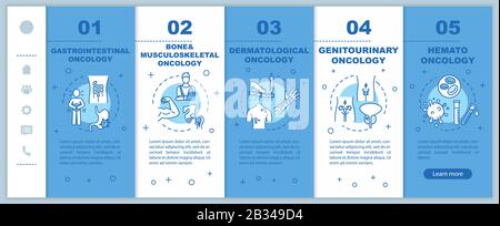 Oncology onboarding vector template. Bone and musculoskeletal cancer. Responsive mobile website with icons. Gastrointestinal oncology. Webpage Stock Vector
