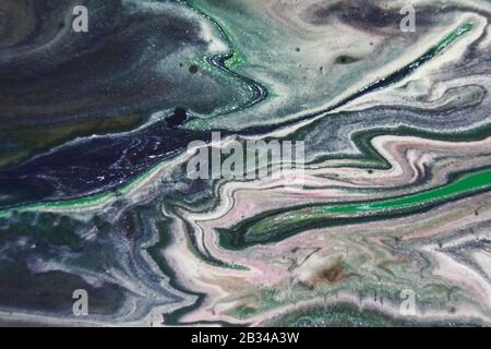 Closeup shot of abstract patterns created with bright paints mixed in the water Stock Photo