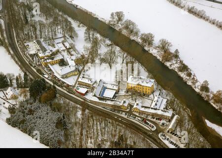 , terrain of the Protestant Academy Schwerte at river Ruhr, 19.01.2013, aerial view, Germany, North Rhine-Westphalia, Ruhr Area, Schwerte Stock Photo