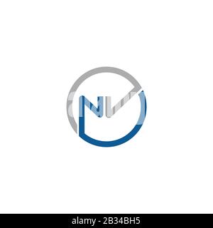 Initial letter nv or vn logo vector design template Stock Vector