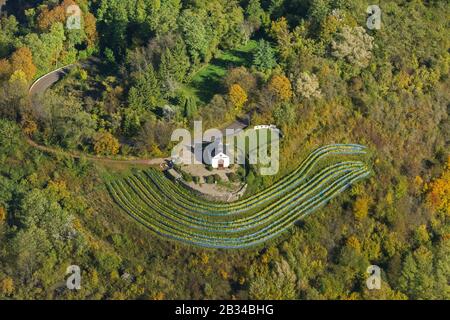 , Chapel on the Vineyards at Ellerweg in Merzig, 18.10.2012, aerial view, Germany, Saarland, Merzig Stock Photo