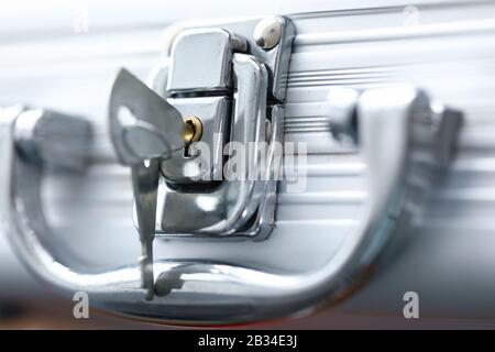 Business secret suitcase with handle Stock Photo