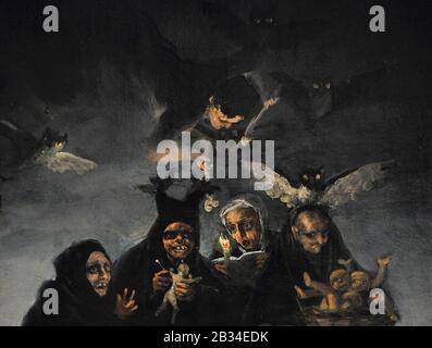 Francisco de Goya y Lucientes (1746-1828). Spanish painter. The Witches Sabbath or The Witches, 1797-1798. Detail. Lazaro Galdiano Museum. Madrid. Spain. Stock Photo