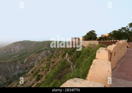Nahargarh fort wall and bastion, Jaipur, Rajasthan, India Stock Photo