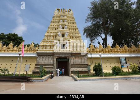24 Nov 2017, Palace of Mysore, Mysore, Karnataka India. Sri Bhuvaneshwari Temple inside the place grounds Stock Photo