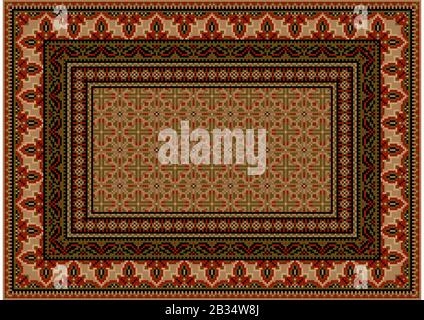 Luxurious vintage carpet in burgundy shades with a diamond pattern in ...