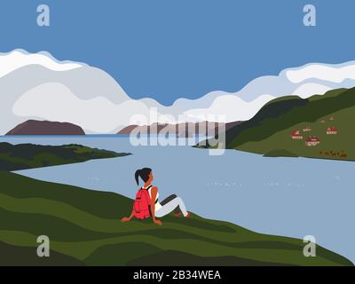 Travel lifestyle concept flat vector poster Stock Vector