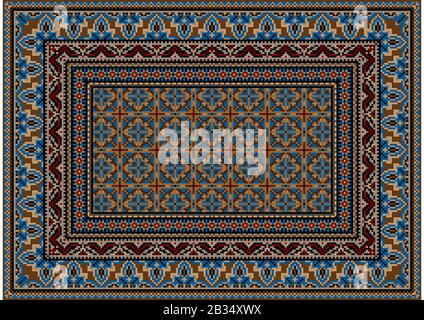 Luxurious colourful old design carpet with ethnic ornament with red ...