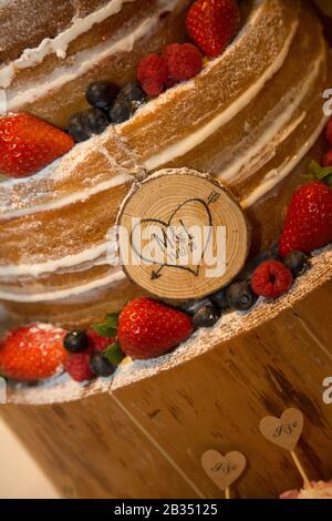 wedding day cake details, close up of a wedding cake Stock Photo