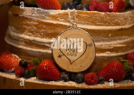 wedding day cake details, close up of a wedding cake Stock Photo