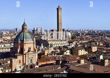 Tiled roofs of city buildings Bologna Emilia-Romagna Italy Stock Photo