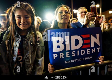 Los Angeles, United States. 03rd Mar, 2020. Supporters of Democratic presidential candidate Joe Biden attend a Super Tuesday campaign rally in Los Angeles. Credit: SOPA Images Limited/Alamy Live News Stock Photo