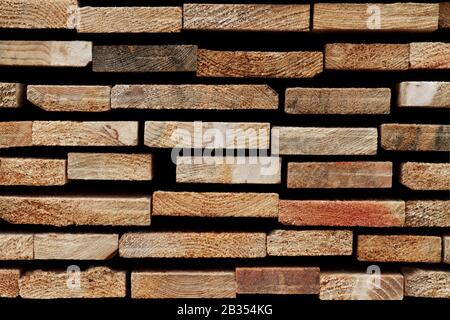 Softwood Texture: Detail of Sawn Wooden Slats Stock Photo