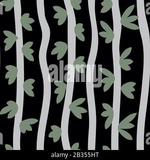 vertical branches seamless vector striped pattern Stock Vector