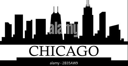 Chicago skyline illustrated in vector on white background Stock Vector