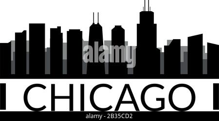 Chicago skyline illustrated in vector on white background Stock Vector