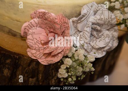 wedding day cake details, close up of a wedding cake Stock Photo