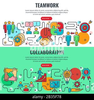 Teamwork and Collaboration Banners Stock Vector