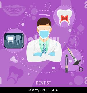 Medical Doctor Dentist Square Banner Stock Vector