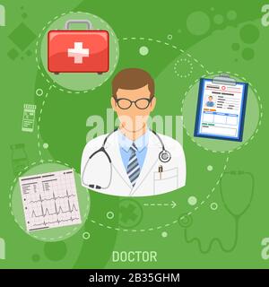 Medical doctor square banner Stock Vector