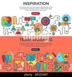 Teamwork and Inspiration Banners Stock Vector