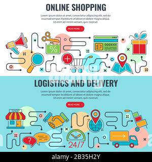 Internet Shopping and Delivery Banner Stock Vector