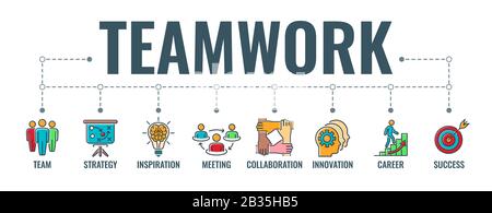 Teamwork Collaboration Typography Banner Stock Vector