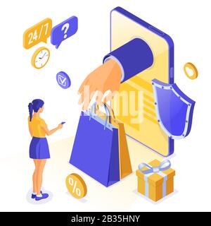 Isometric Online Internet Shopping Stock Vector