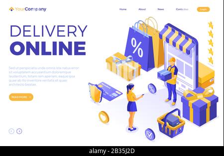 Isometric Online Internet Shopping Stock Vector