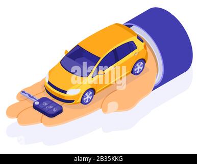 Sale Purchase Rental Sharing Car Isometric Stock Vector