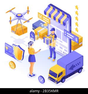 Isometric Online Internet Shopping Stock Vector