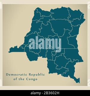 Simple flat Map of Congo with district borders Stock Vector Image & Art ...
