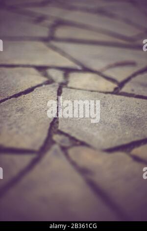 Wild stone pavement floor. Irregular shapes pattern. Stock Photo