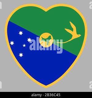 Christmas island Flag In Heart Shape Vector Stock Vector