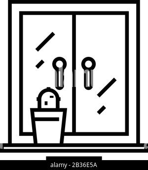 Window view line icon, concept sign, outline vector illustration, linear symbol. Stock Vector
