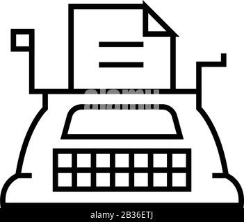 Typewriter line icon, concept sign, outline vector illustration, linear symbol. Stock Vector