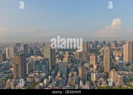 Bird view of Akasaka district from Ritz Carlton Hotel tower. Akasaka is a residential and commercial district of Minato, Tokyo, Japan Stock Photo