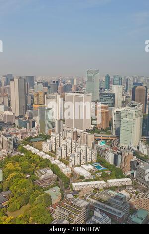 Bird view of Akasaka district from Ritz Carlton Hotel tower. Akasaka is a residential and commercial district of Minato, Tokyo, Japan Stock Photo