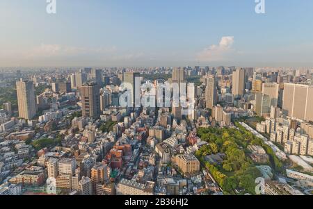 Bird view of Akasaka district from Ritz Carlton Hotel tower. Akasaka is a residential and commercial district of Minato, Tokyo, Japan Stock Photo