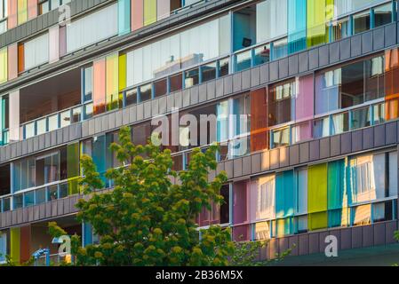 Sweden, Vastmanland, Vasteras, new residential buildings of the Munkangen harborfront, detail Stock Photo