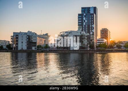 Sweden, Vastmanland, Vasteras, new residential buildings of the Munkangen harborfront Stock Photo