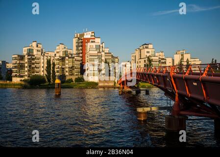 Sweden, Vastmanland, Vasteras, new residential buildings of the Munkangen harborfront Stock Photo